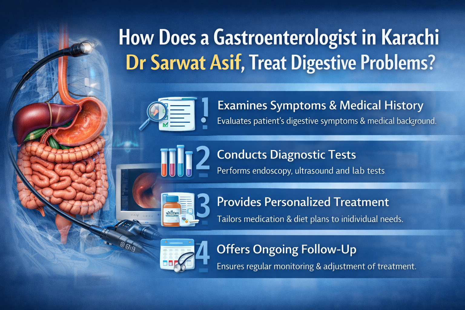 How Does a Gastroenterologist in Karachi Dr Sarwat Asif, Treat Digestive Problems