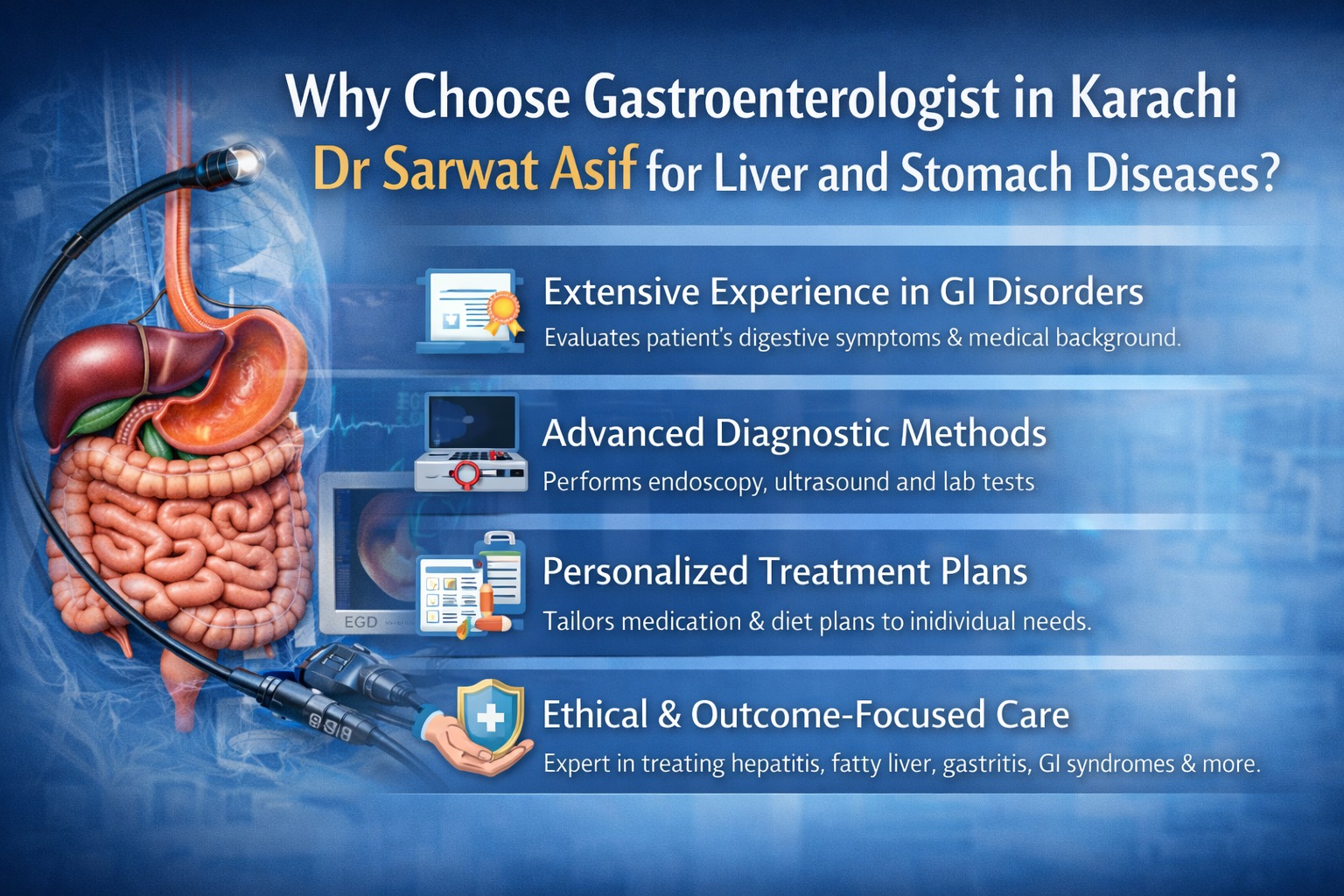 Why Choose Gastroenterologist in Karachi Dr Sarwat Asif for Liver and Stomach Diseases